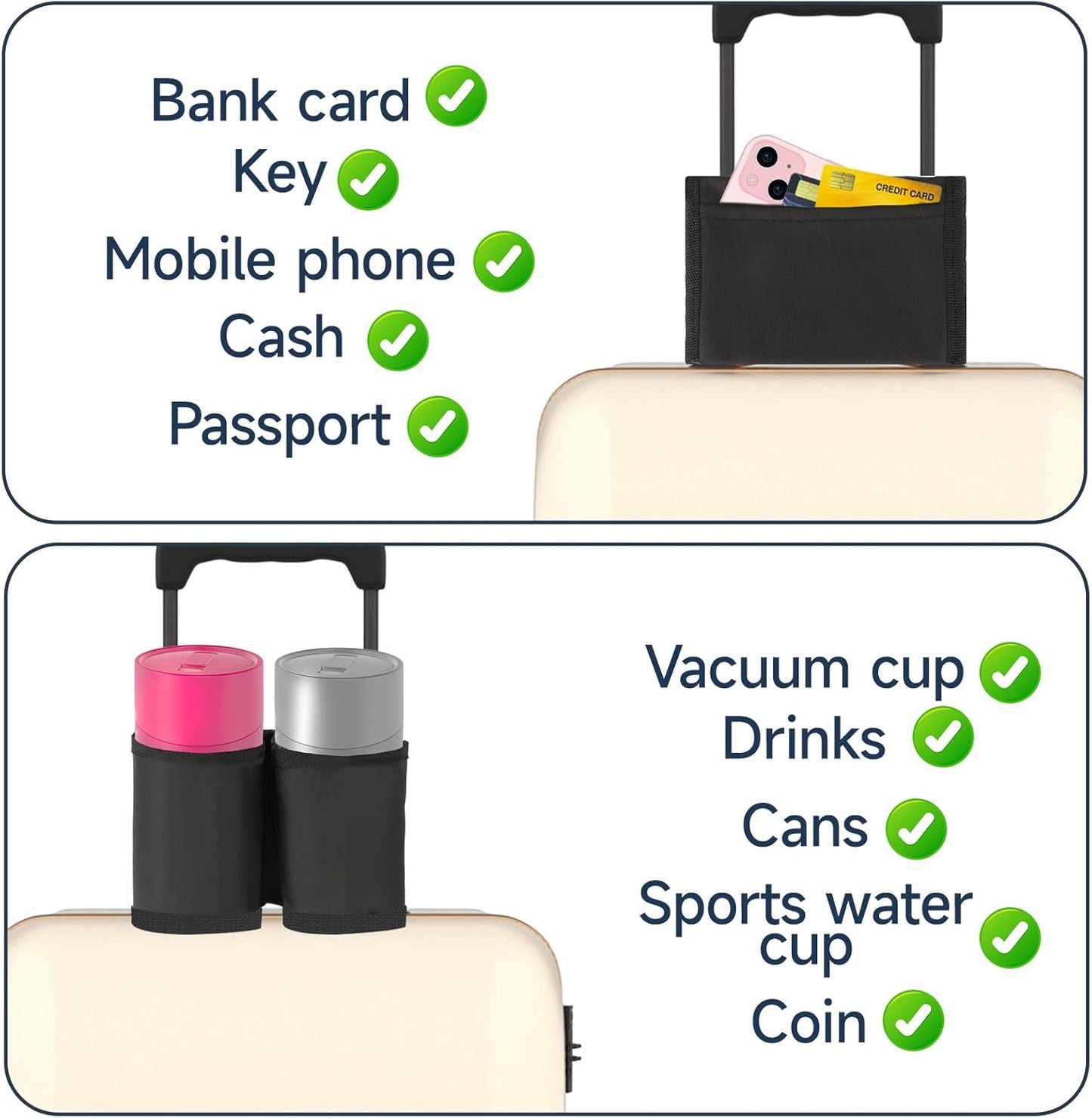 Luggage Cup Holder Suitcases Cup Holder Luggage Drink Caddy Suitcase Beverage Cups Holders Travel Essentials for Flight Attendants Business...