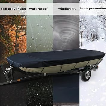 14-16FT：530cm*290cm Boat Cover Trailerable Marine Grade 210D grey
