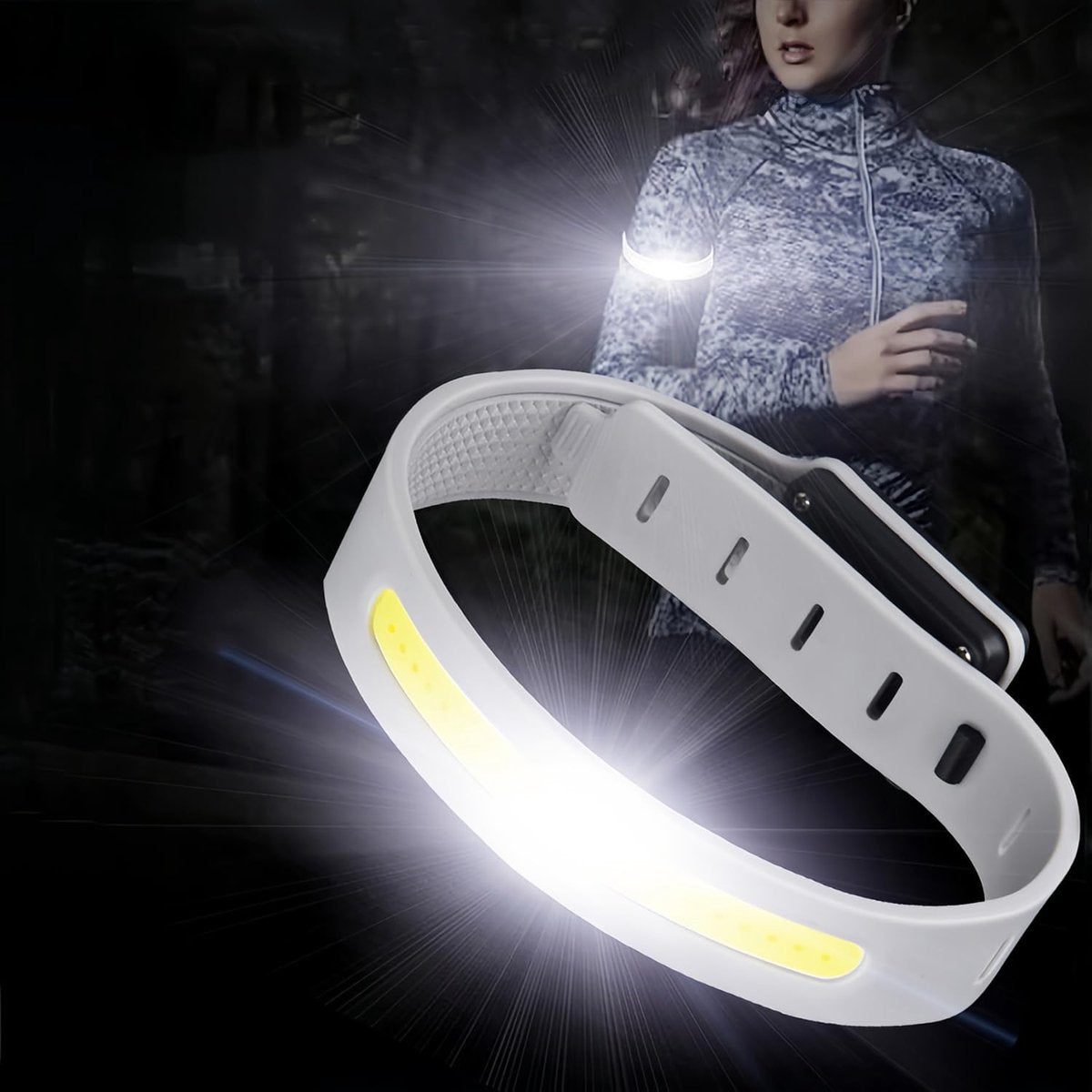 Lamp - Running Lamp - Bicycle Lamp - With reflective arm and wrist strap - 3 light modes - Rechargeable - Flashing outdoor lamp, a safe choice for...