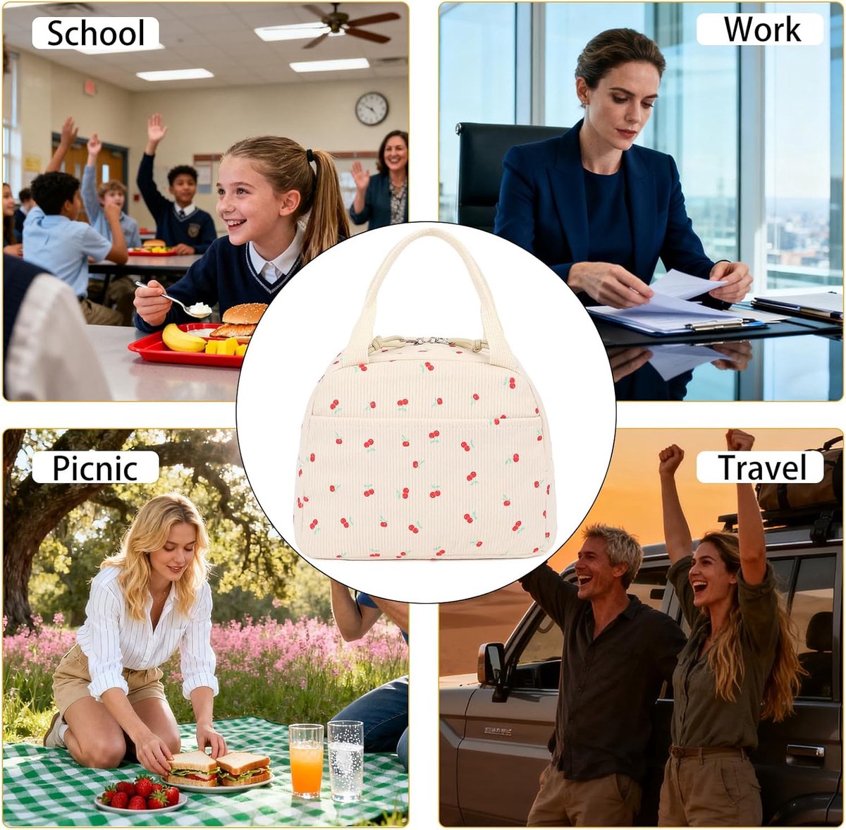 Cooler Bags - Lunch Bag - Handle Strap - Cooler Bag - Lunch Bag - Insulated Cooler Bag - Picnic Bag - 25.5*21*17cm - Suitable for work, office,...