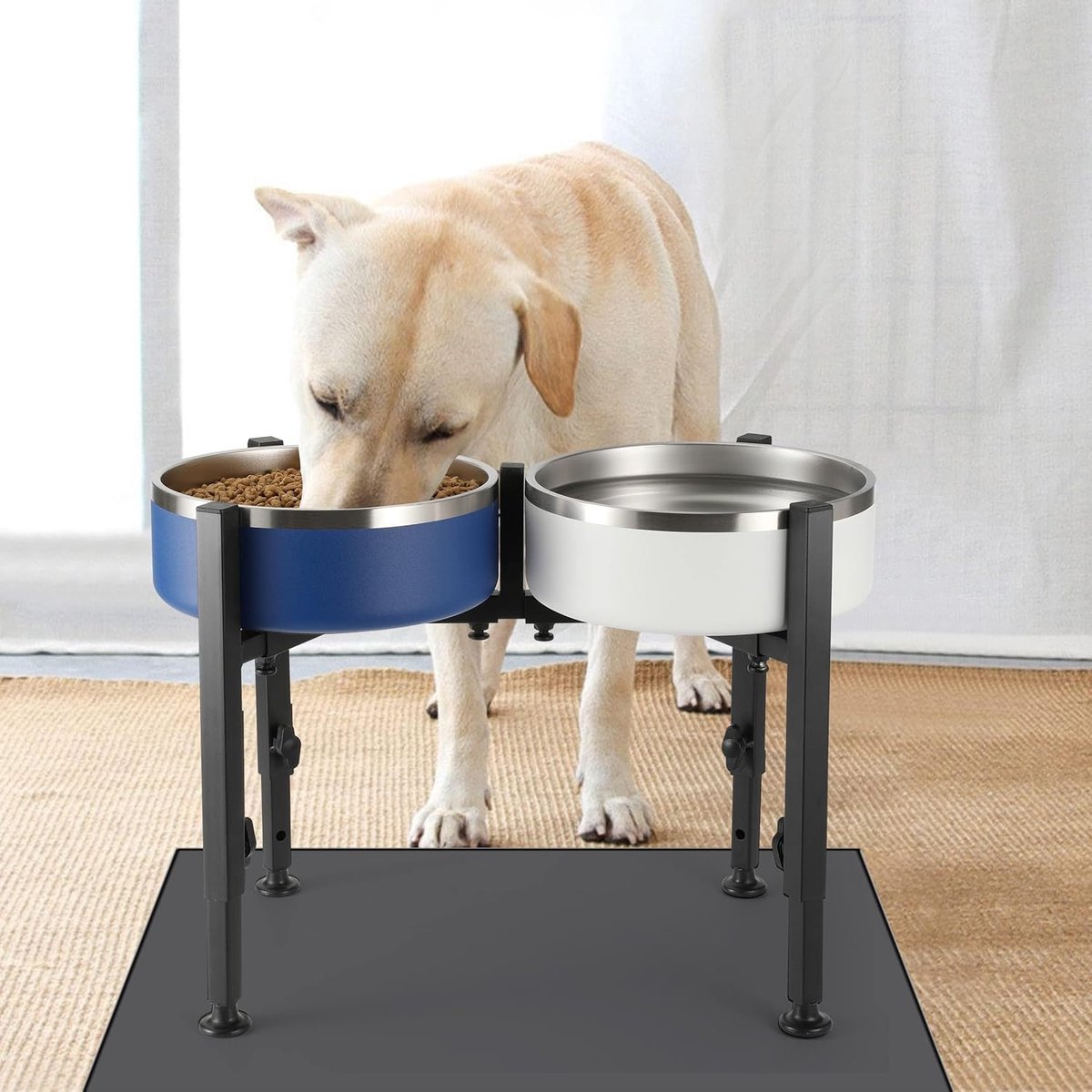 Dog Food Bowl Holder - Metal Food Bowl Holder - Adjustable Dog Food Bowl Holder - Double Food Bowl Holder - Suitable for Large, Medium, and Small...