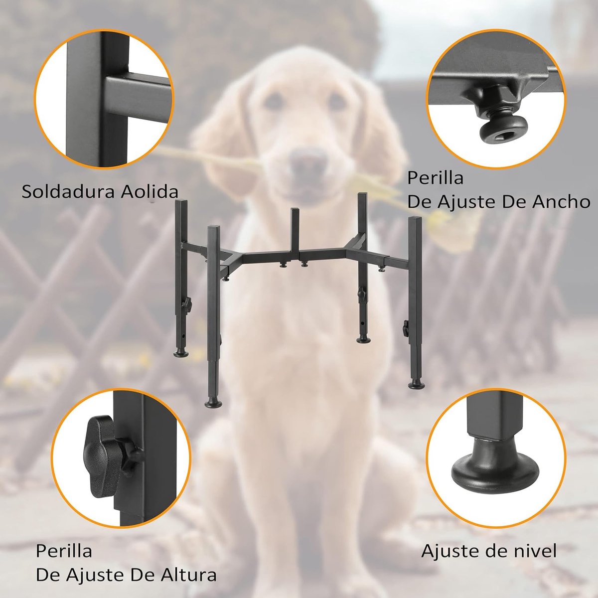 Dog Food Bowl Holder - Metal Food Bowl Holder - Adjustable Dog Food Bowl Holder - Double Food Bowl Holder - Suitable for Large, Medium, and Small...