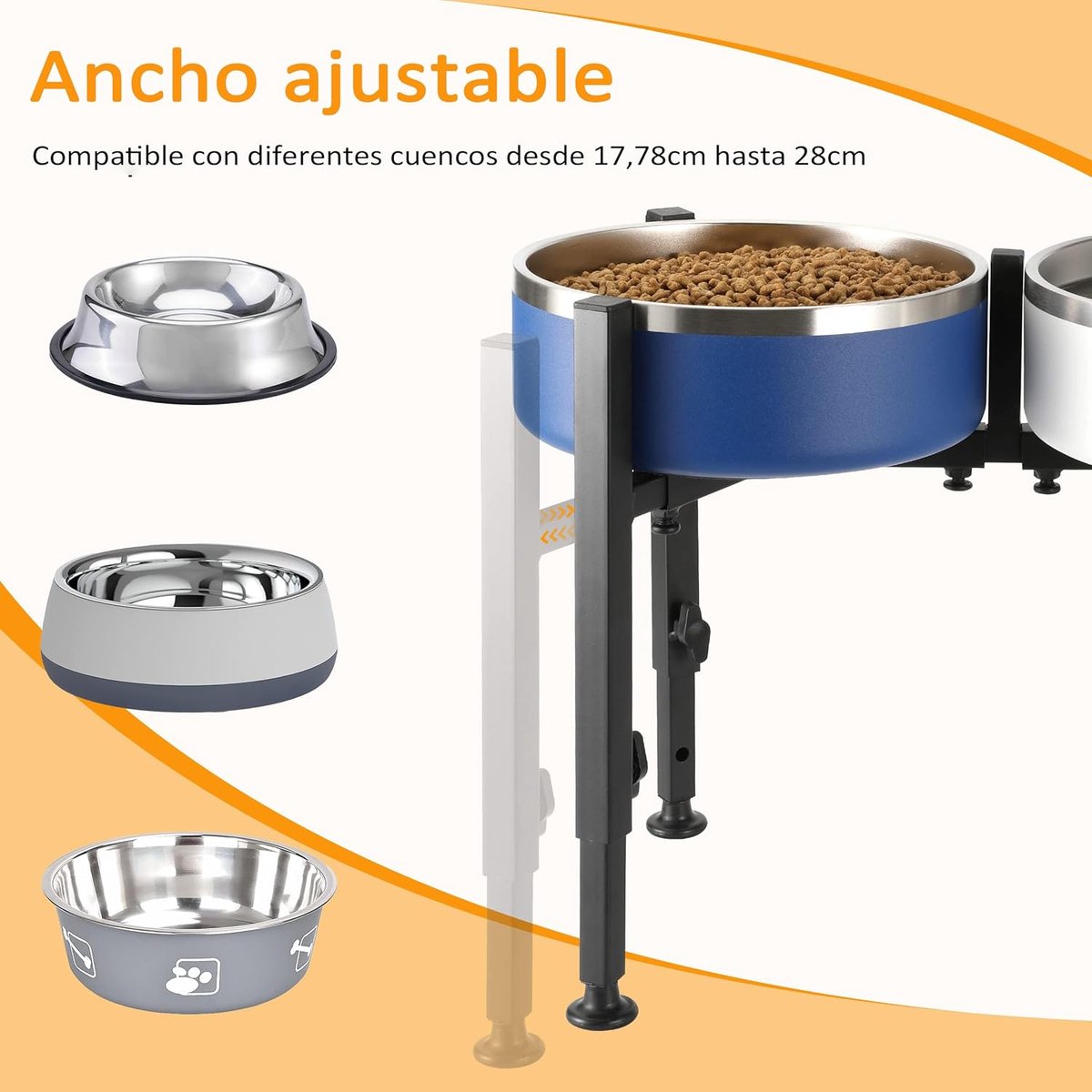 Dog Food Bowl Holder - Metal Food Bowl Holder - Adjustable Dog Food Bowl Holder - Double Food Bowl Holder - Suitable for Large, Medium, and Small...