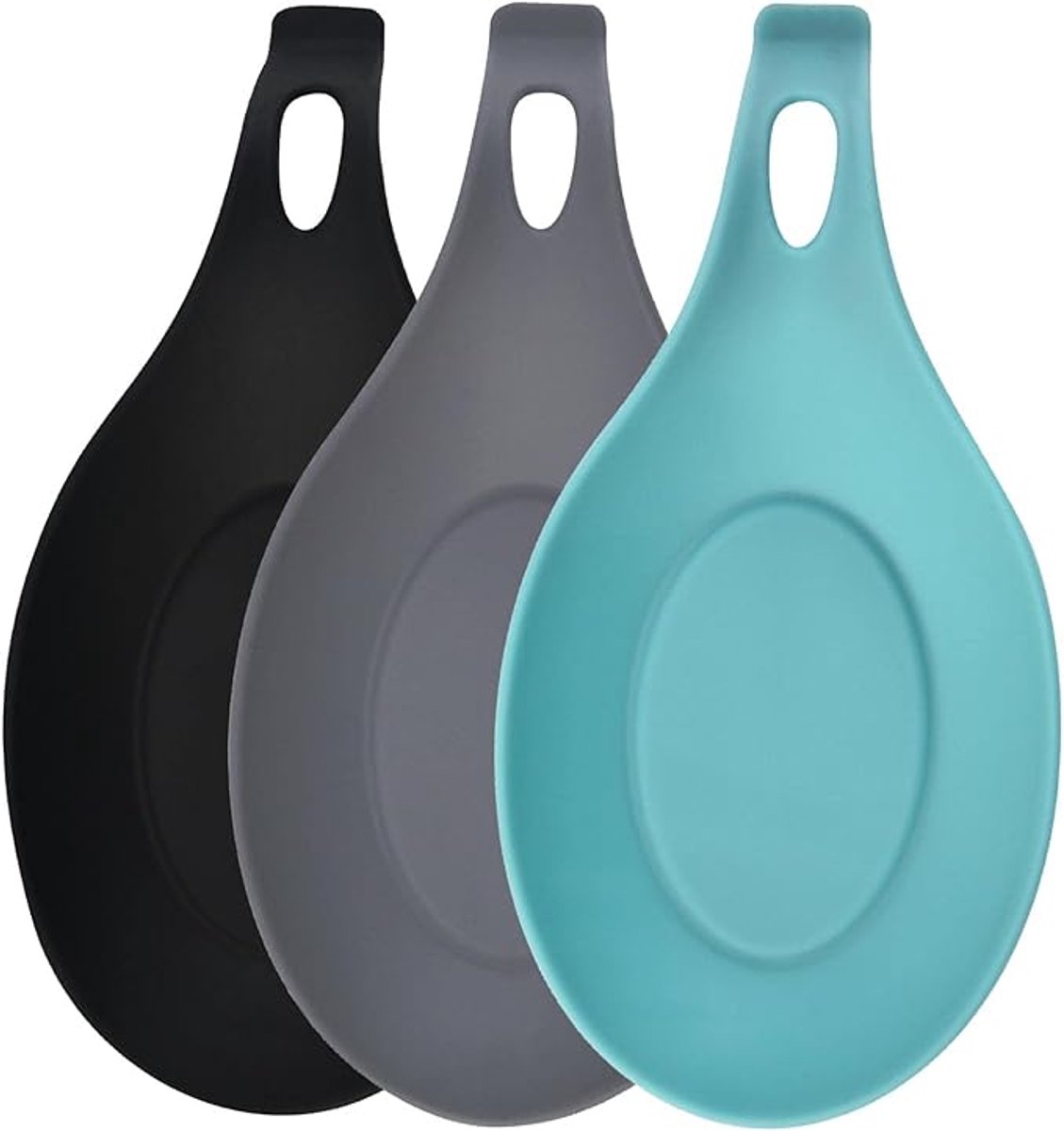 Kitchen Utensils - Set of 3 - Spoon Holder - Spoon Mat - Kitchen Storage Rack - Kitchen Accessories - Made of Silicone - Suitable for wooden,...