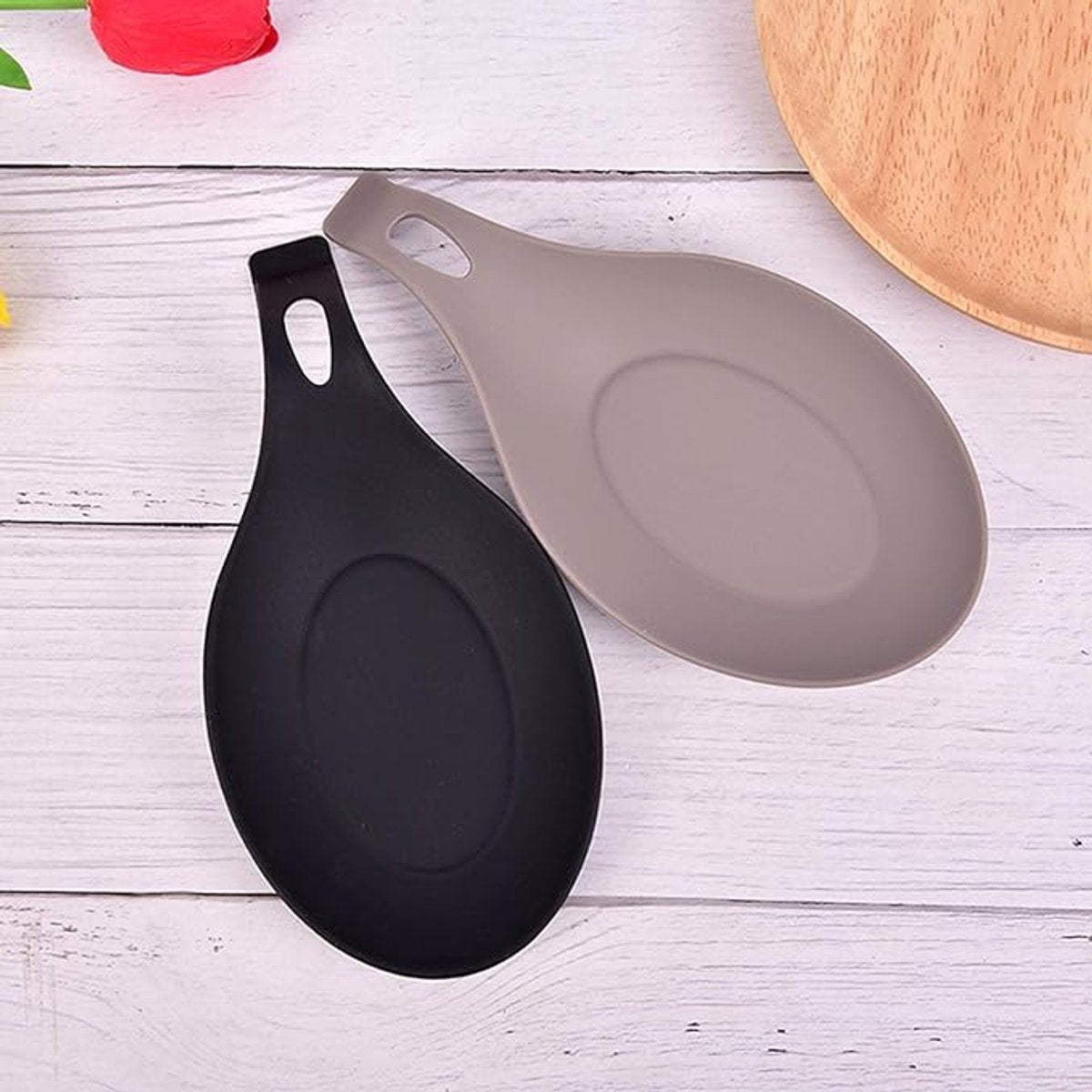 Kitchen Utensils - Set of 3 - Spoon Holder - Spoon Mat - Kitchen Storage Rack - Kitchen Accessories - Made of Silicone - Suitable for wooden,...
