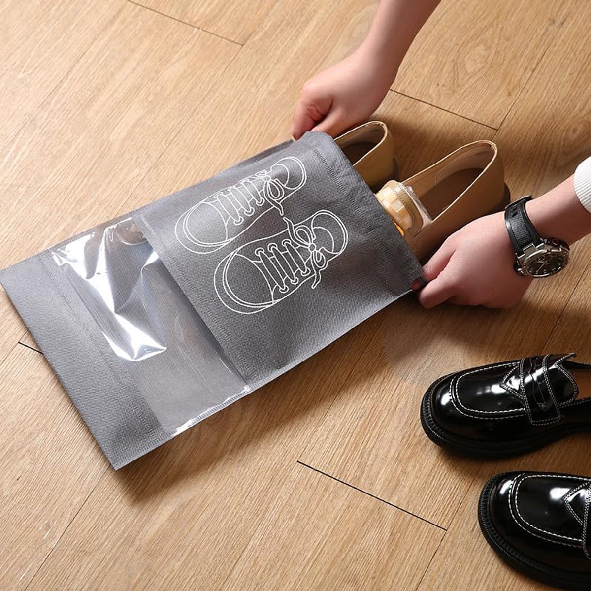 Shoe Bags - 5 Pieces - Shoe Bag - Travel and Storage Bag - Water-Repellent - Travel Organizer - Gray (43.5*32cm)