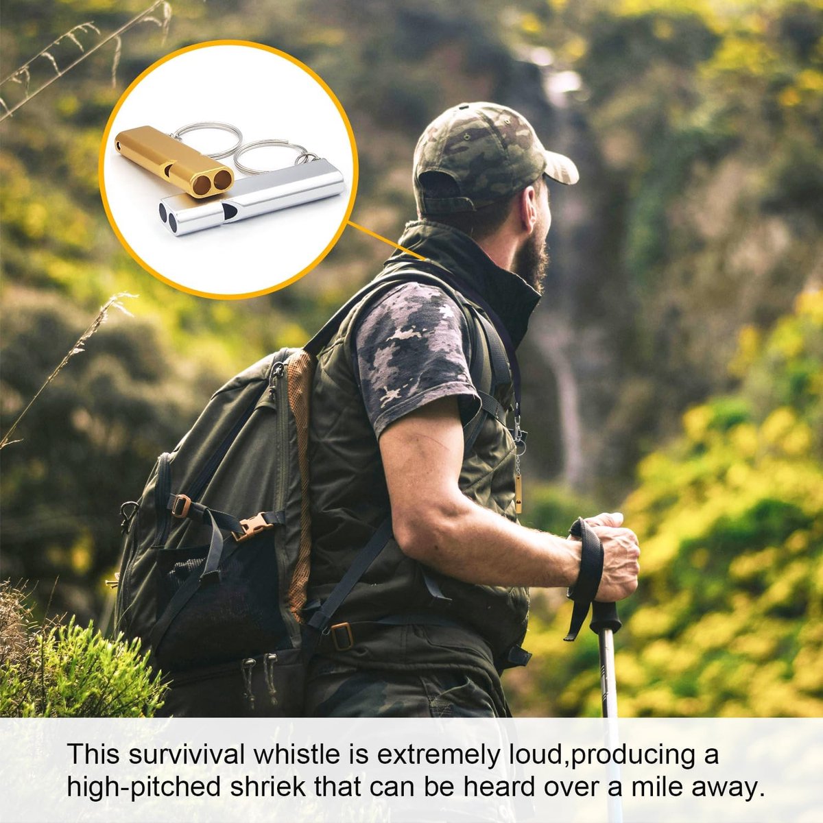 Whistles - Emergency Survival Whistles - Set of 2 - Extra Loud Aluminum Whistles for Outdoor Use - Slim Double-Barrel Rescue Whistles - Suitable...