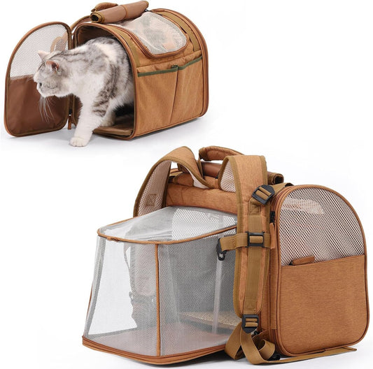 Travel Basket for Cats and Dogs - Carrier for Cats and Dogs - Travel Bag for Cats and Dogs - Dog Carrier - Cat Carrier - up to 10 lbs - brown