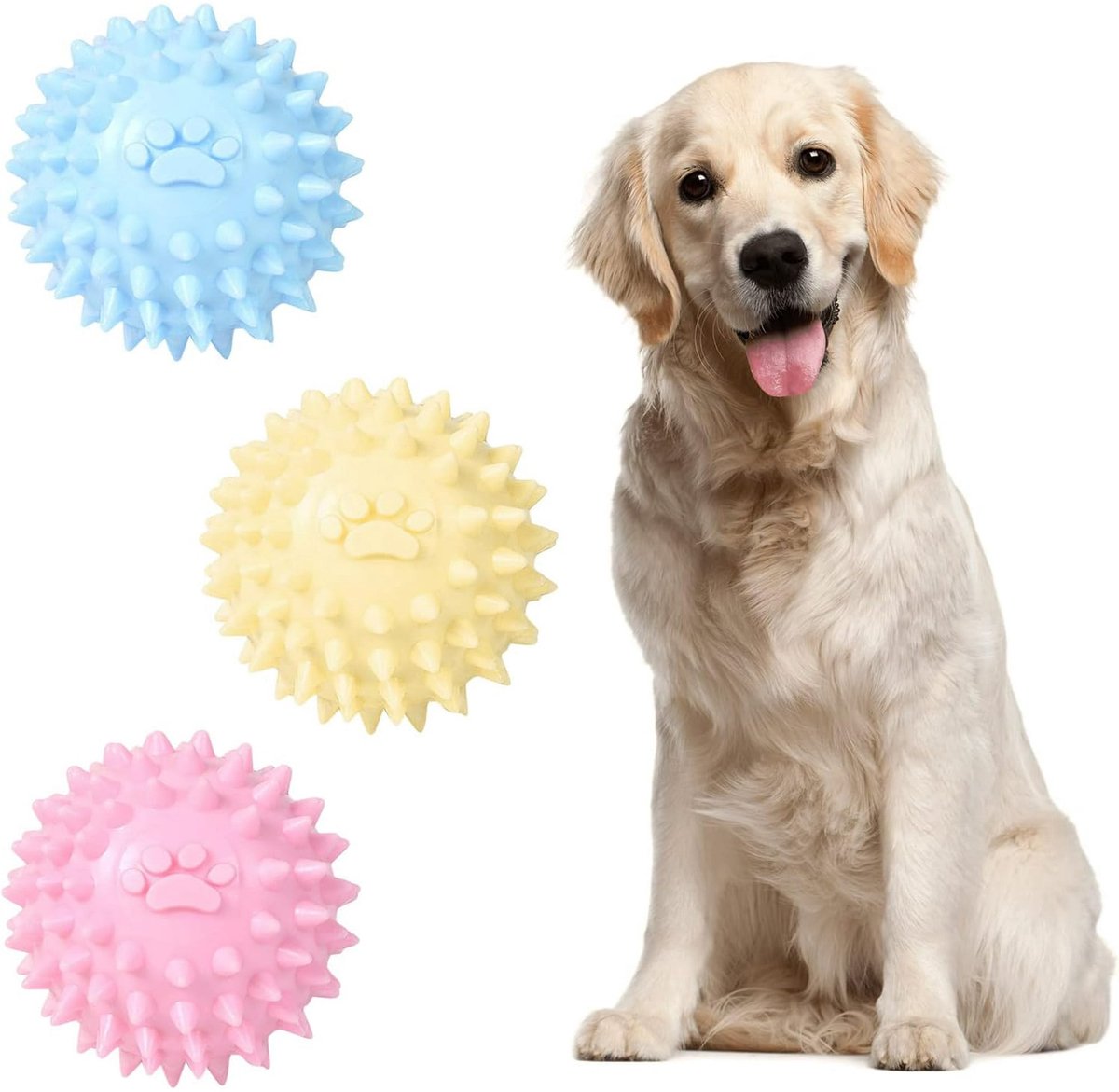 Dog Toy - TPR Spiky Ball, No Squeaker - Chew Toy - Long Lasting and Durable - Perfect for Dogs That Love to Chew - Puppy Training for Teething -...