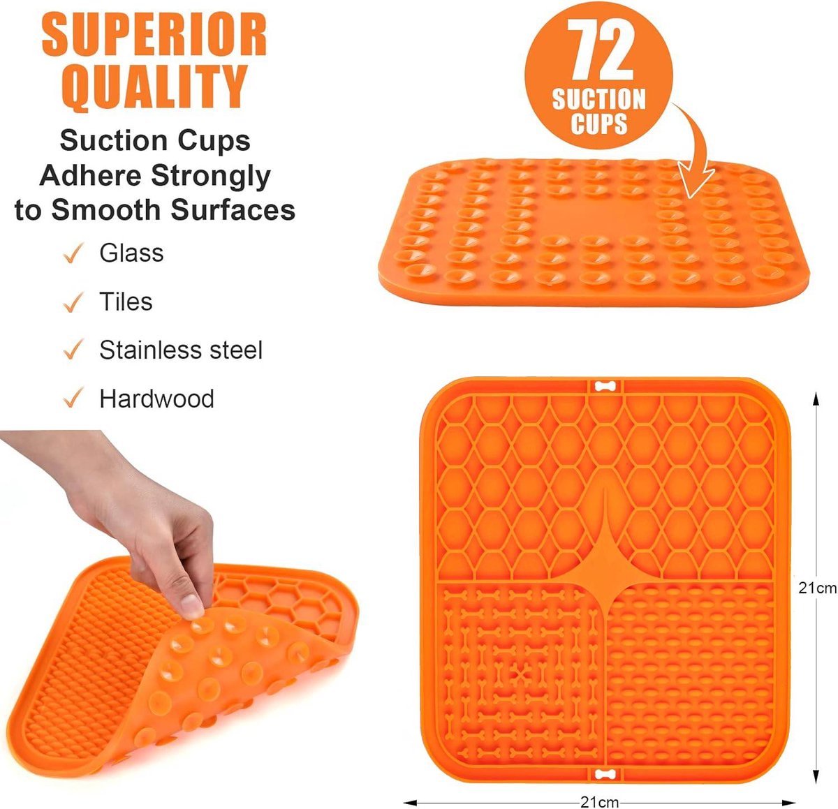 2-Pack Dog Lick Mats with Suction Cups - BPA-Free Slow Feeder Dog Lick Mats - Comes with 1 silicone scraper - Extra strong suction