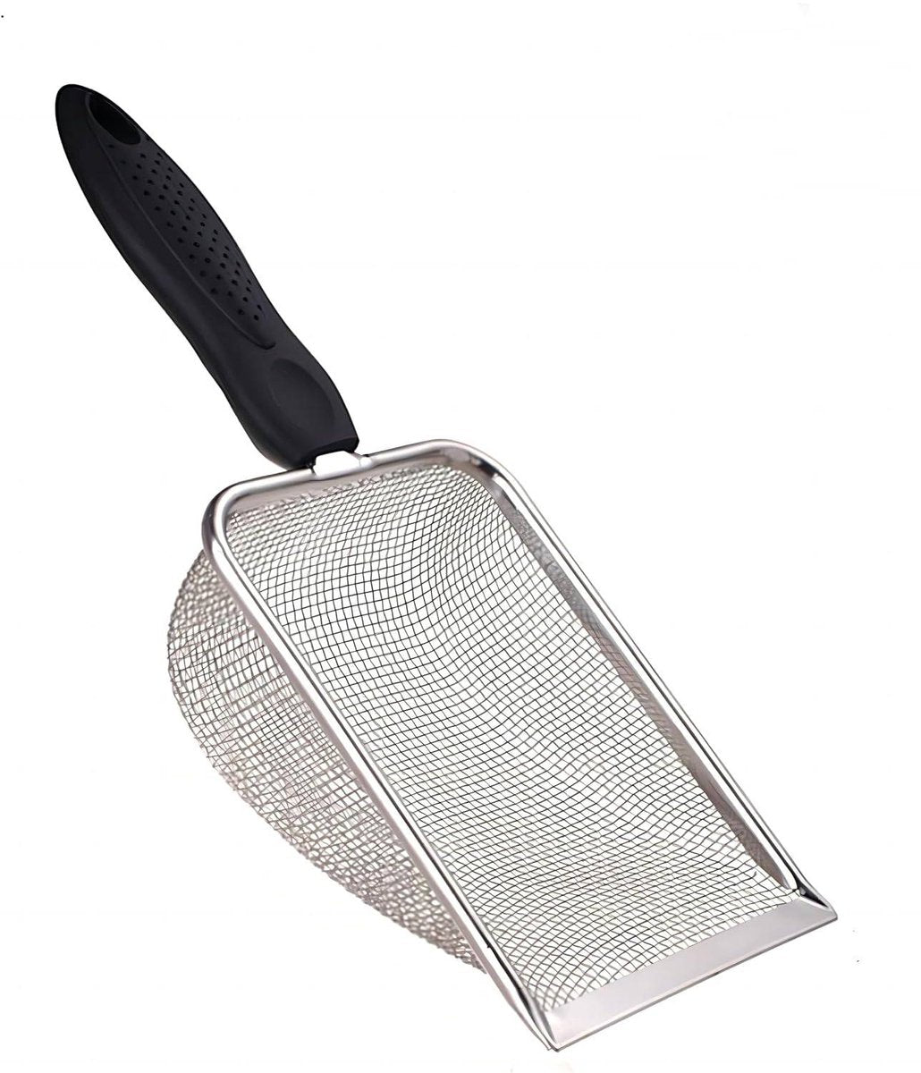 Cat Litter Scoop - Small Stainless Steel Cat Litter Scoop with Mesh - For Cleaning Reptile Cat Litter - Metal Cat Litter Scoop with Non-Stick...