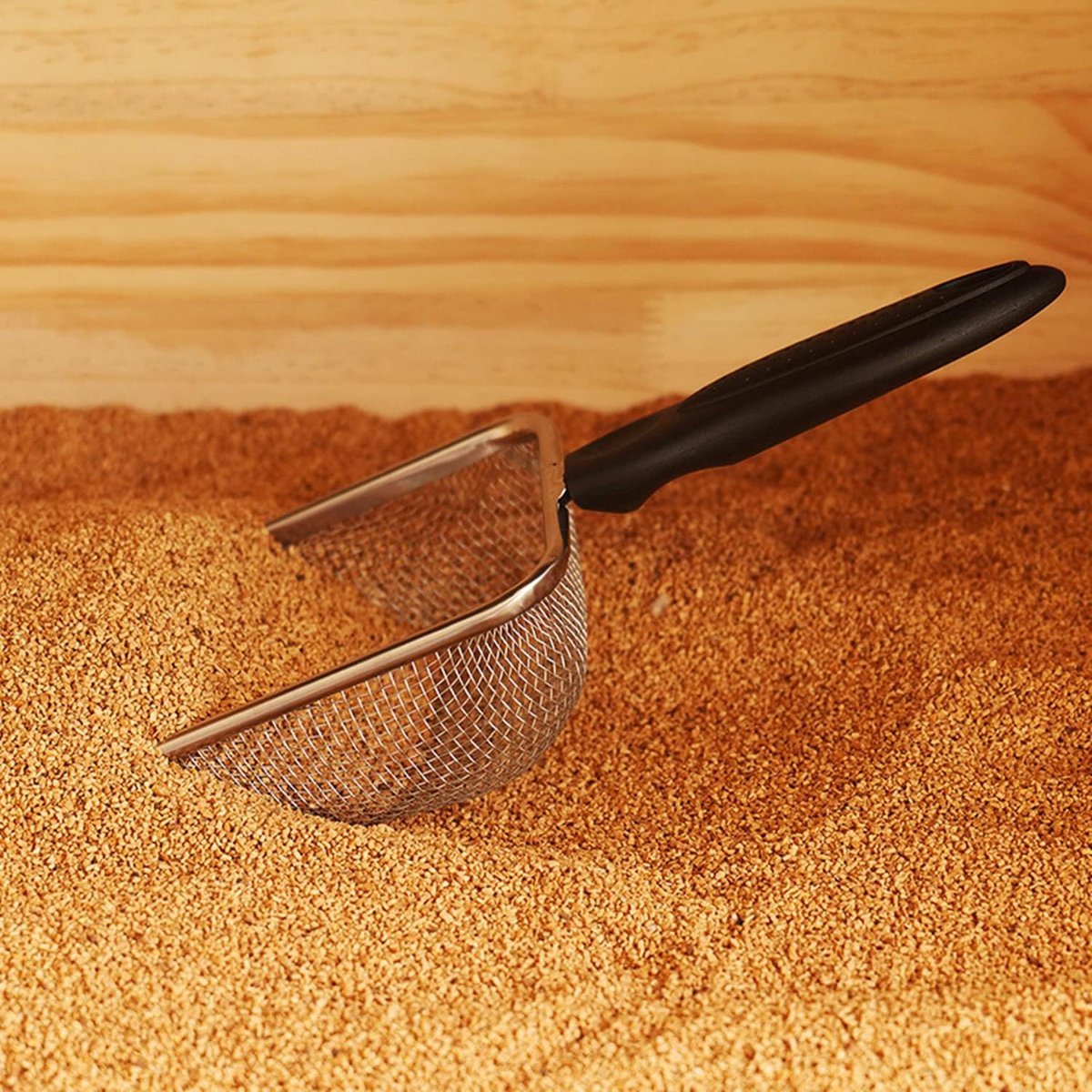 Cat Litter Scoop - Small Stainless Steel Cat Litter Scoop with Mesh - For Cleaning Reptile Cat Litter - Metal Cat Litter Scoop with Non-Stick...