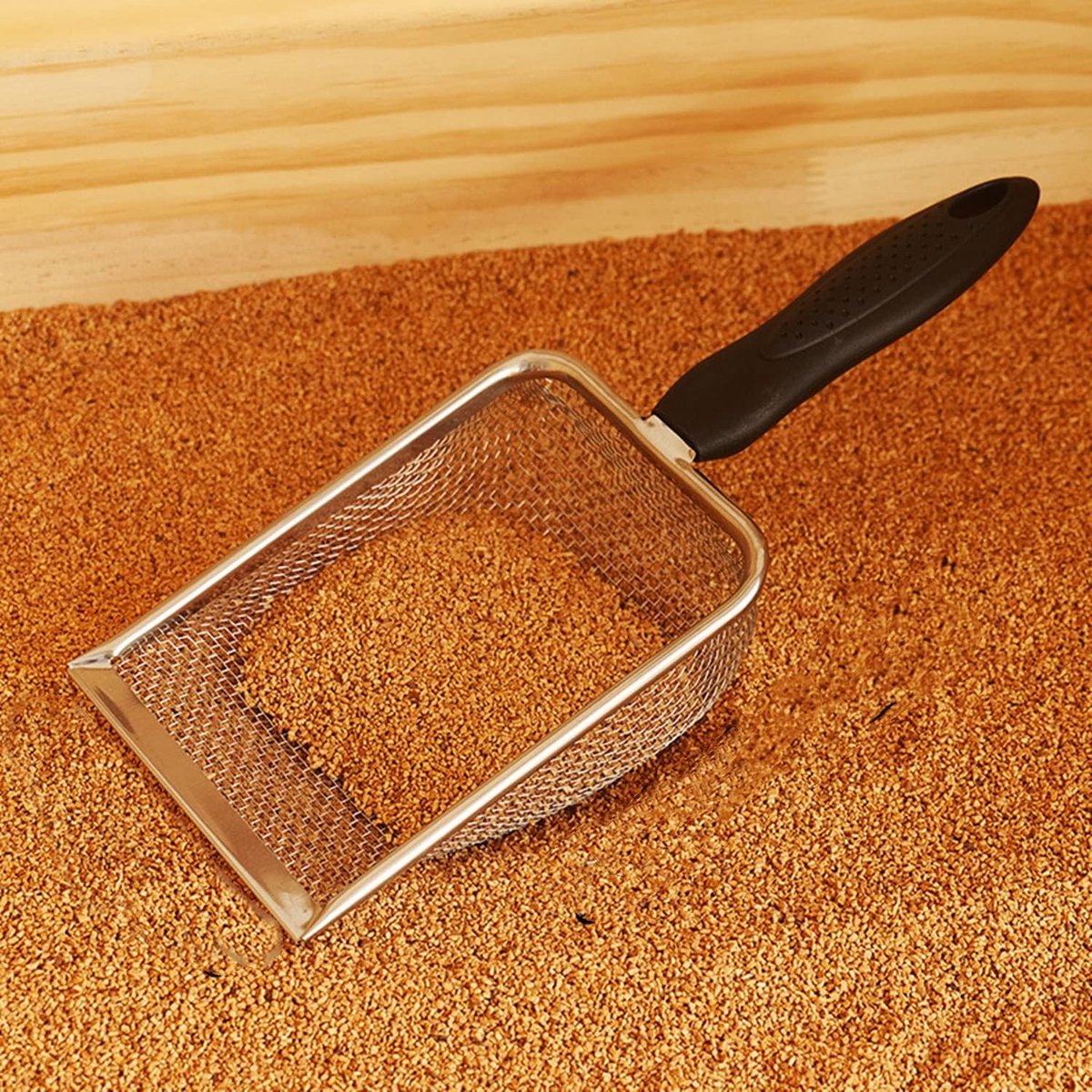 Cat Litter Scoop - Small Stainless Steel Cat Litter Scoop with Mesh - For Cleaning Reptile Cat Litter - Metal Cat Litter Scoop with Non-Stick...