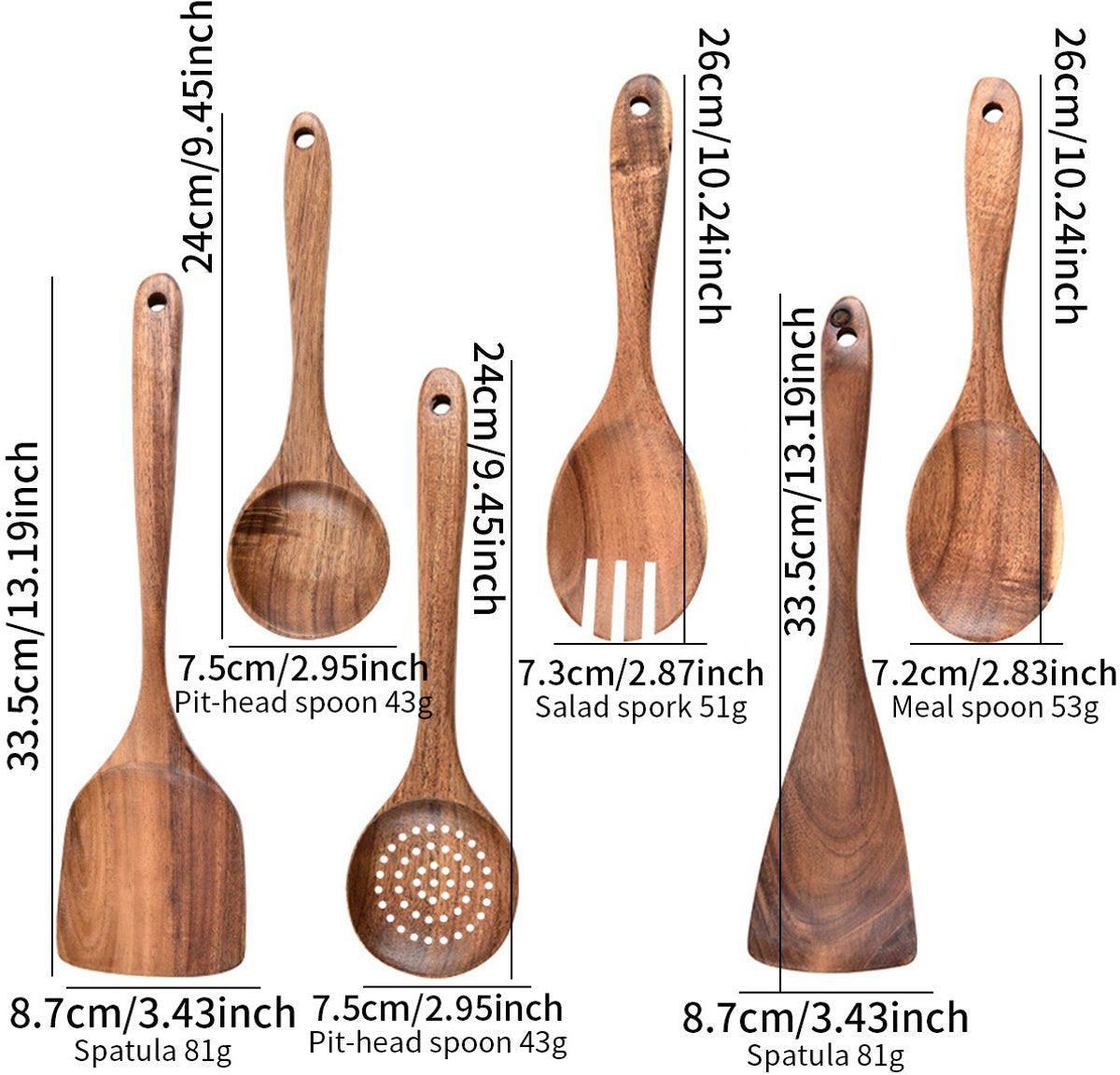 Kitchen Utensils - Wooden Kitchen Utensils - Cooking Utensil Set - Wooden Spatula - Spatulas - Ladles - 4-Piece Set - Hangable - Scratch-resistant,...