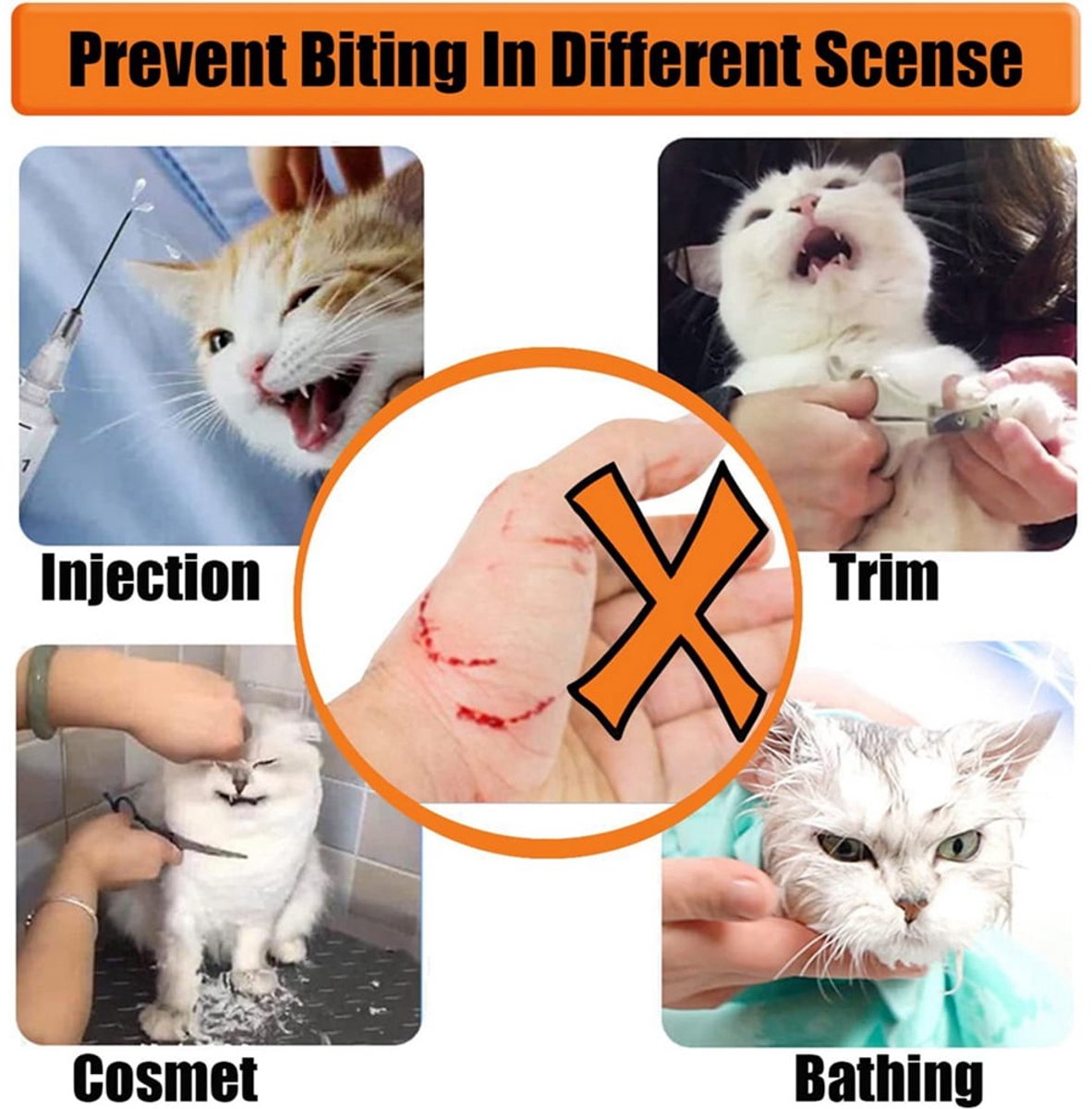 uzzle for Cat Grooming（M：Suitable for cats with a head circumference of 20-25 cm）
