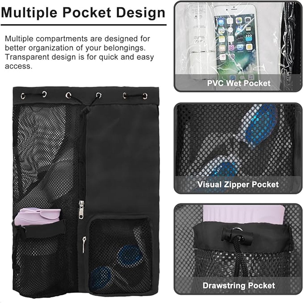 Backpack - Sports Bag - Travel Bag - Training Bag - Swimming Bag - 30*15*45cm - Mesh Material - Drawstring Design - Side Storage Space - Unisex -...