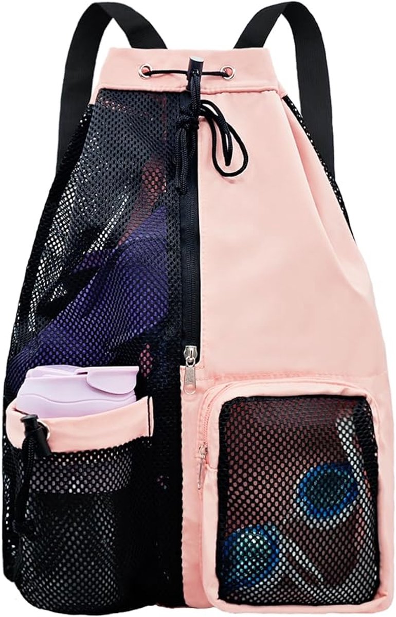Backpack - Sports Bag - Travel Bag - Training Bag - Swimming Bag - 30*15*45cm - Mesh Material - Drawstring Design - Side Storage Space - Unisex -...