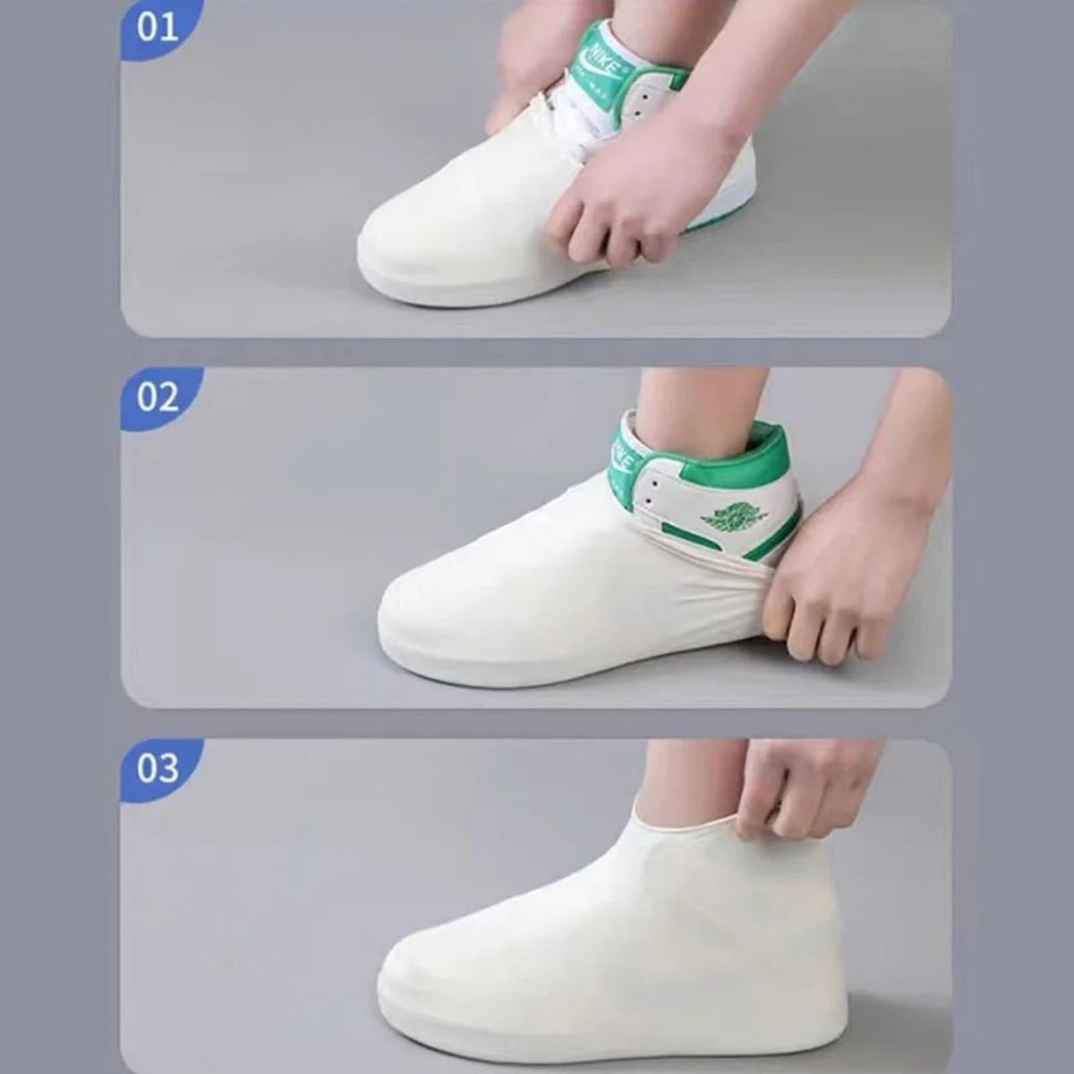 Overshoes - 1 Pair - Waterproof Silicone Overshoes - Reusable, Non-slip, Suitable for Outdoor Activities (White - Size M)