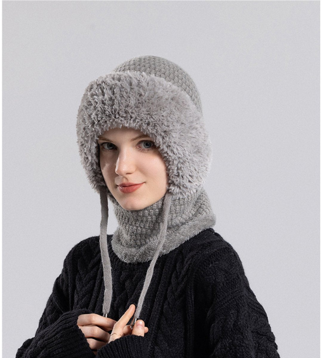 3-in-1 Insulated Hat, Scarf & Face Mask - Knitted Hooded Hat - Ski Face Mask - Warm, Windproof Knitted Headband/Scarf for Fall/Winter