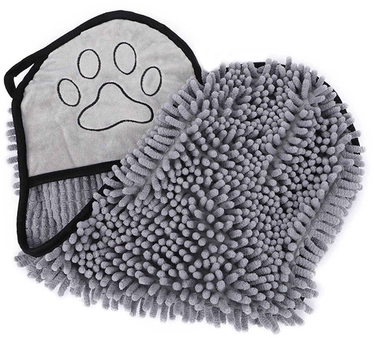 Quick-Drying Dog Towel - Super Absorbent Bath Towel with Paw Pockets (Gray, 62x25cm)