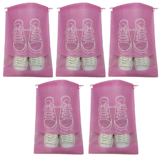 Shoe Bags - Pack of 5 - Shoe Bag - Travel and Storage Bag - Water-Repellent - Travel Organizer - Pink (43.5*32cm)