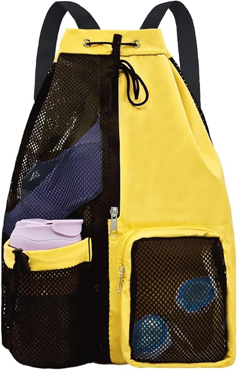 Backpack - Sports Bag - Travel Bag - Training Bag - Swimming Bag - 30*15*45cm - Mesh Material - Drawstring Design - Side Storage Space - Unisex -...