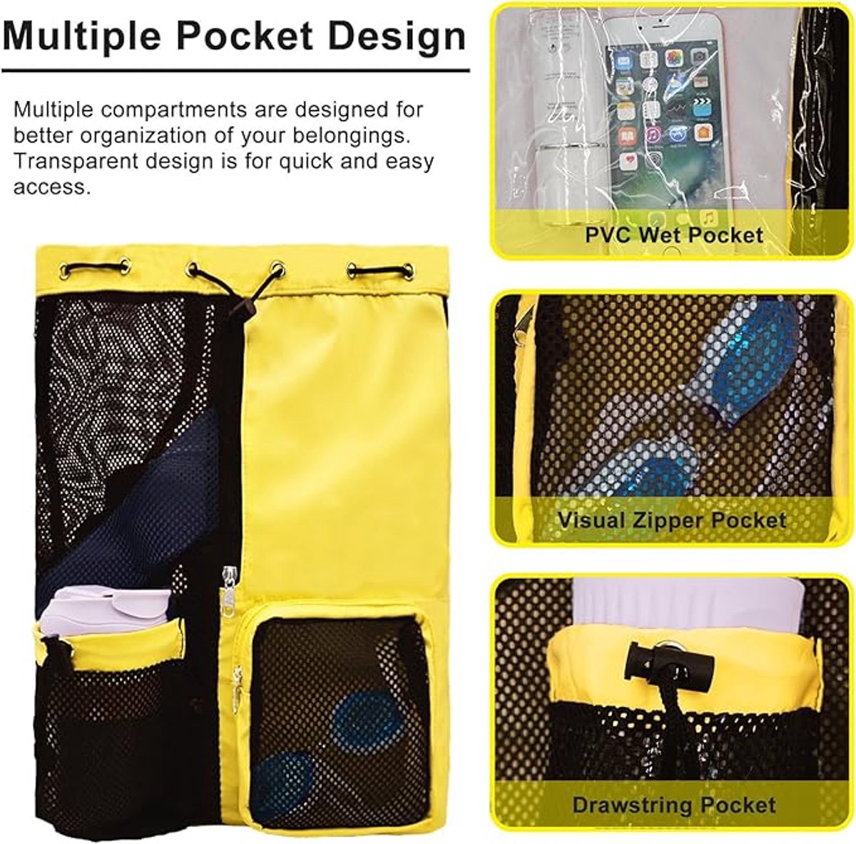 Backpack - Sports Bag - Travel Bag - Training Bag - Swimming Bag - 30*15*45cm - Mesh Material - Drawstring Design - Side Storage Space - Unisex -...