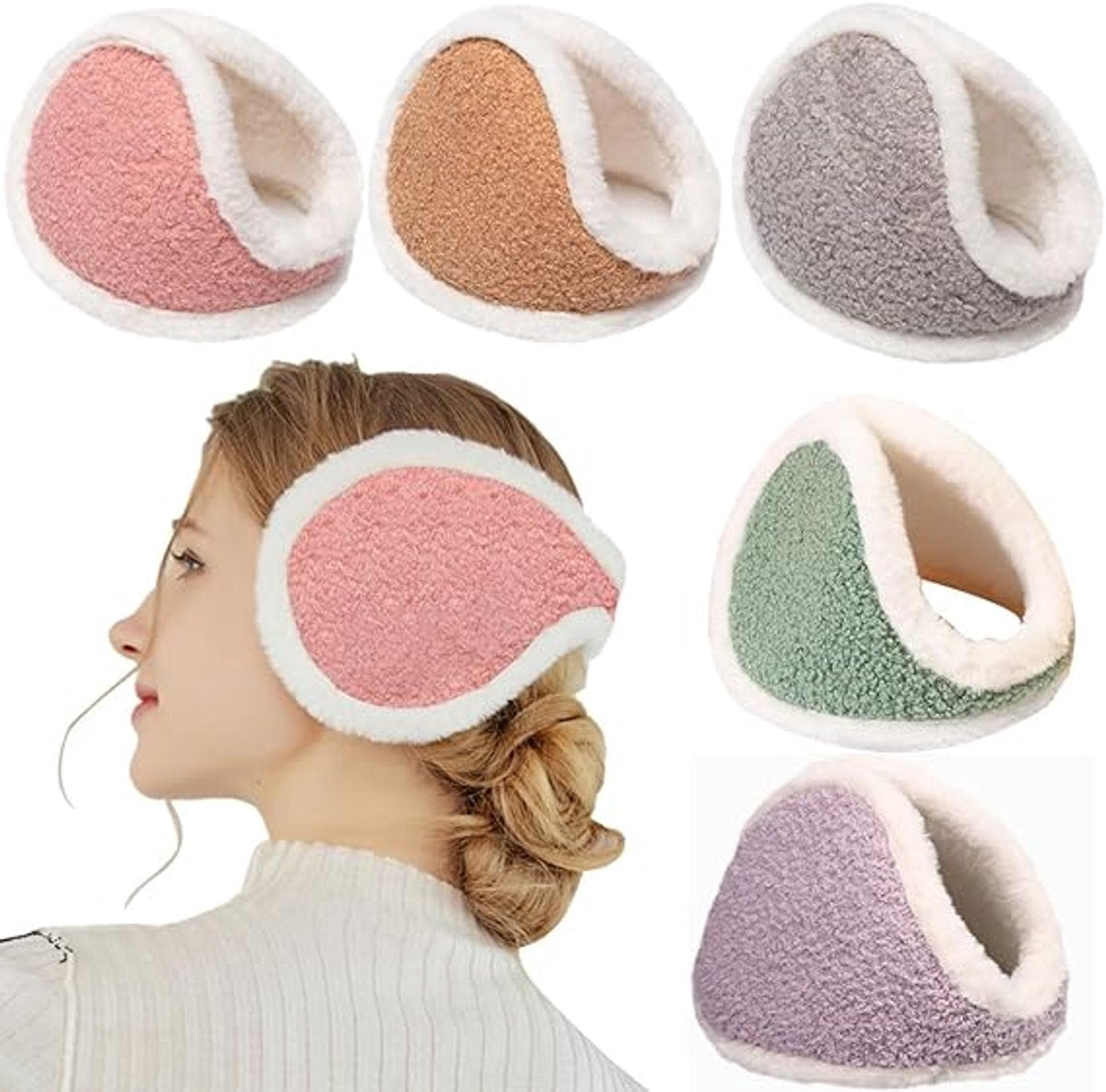 Earmuffs - Windproof and warm earmuffs - Extra thick earmuffs - Winter outdoor essentials (Pink)