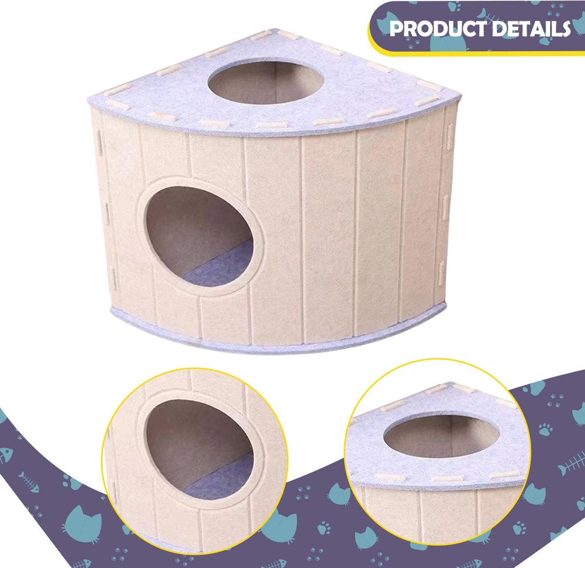 Cat House - Cat Basket - Cat Den - Felt-Shaped Cat Bed - Suitable for All Seasons - Warm | Scratch-Resistant - Pet Bed | Deep Sleeping Bed - Light...