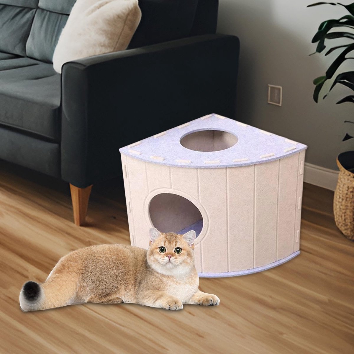 Cat House - Cat Basket - Cat Den - Felt-Shaped Cat Bed - Suitable for All Seasons - Warm | Scratch-Resistant - Pet Bed | Deep Sleeping Bed - Light...