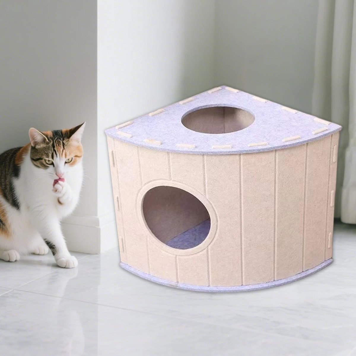 Cat House - Cat Basket - Cat Den - Felt-Shaped Cat Bed - Suitable for All Seasons - Warm | Scratch-Resistant - Pet Bed | Deep Sleeping Bed - Light...