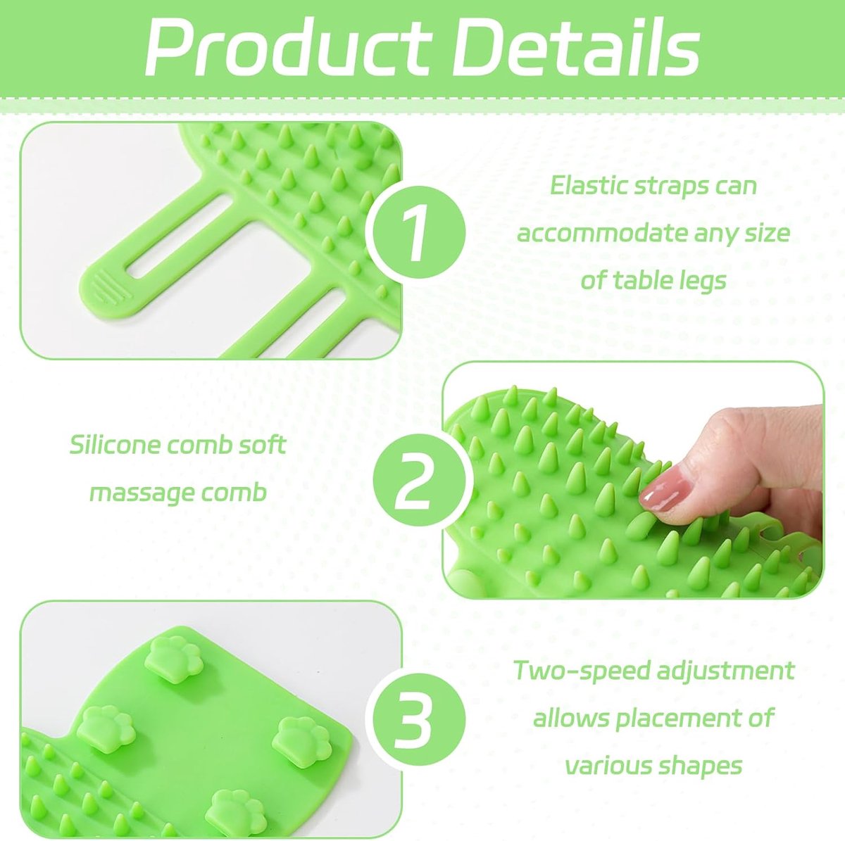 Cat Toys - Set of 4 - Scratching Post - Cat Comb - Made of Silicone - Reduces flying hair, scratching and itching - An excellent gift for cat...