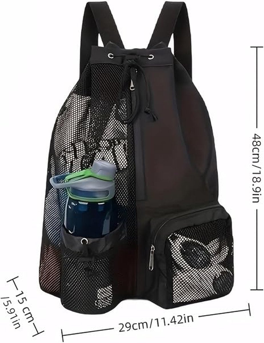 Backpack - Sports Bag - Travel Bag - Training Bag - Swimming Bag - 30*15*45cm - Mesh Material - Drawstring Design - Side Storage Space - Unisex -...