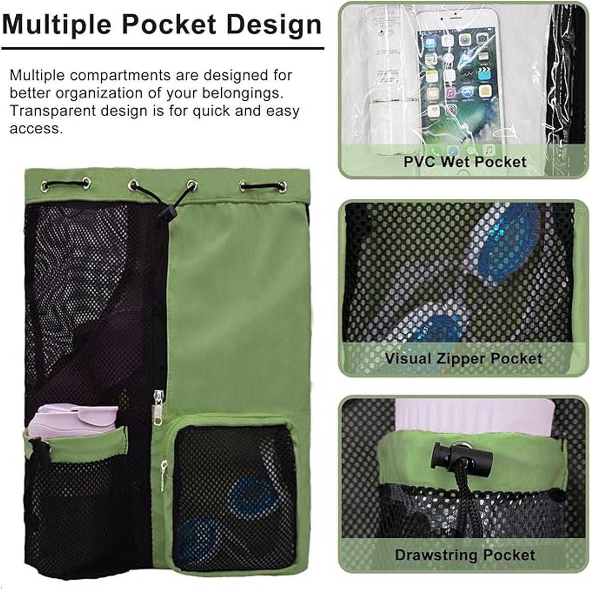 Backpack - Sports Bag - Travel Bag - Training Bag - Swimming Bag - 30*15*45cm - Mesh Material - Drawstring Design - Side Storage Space - Unisex -...