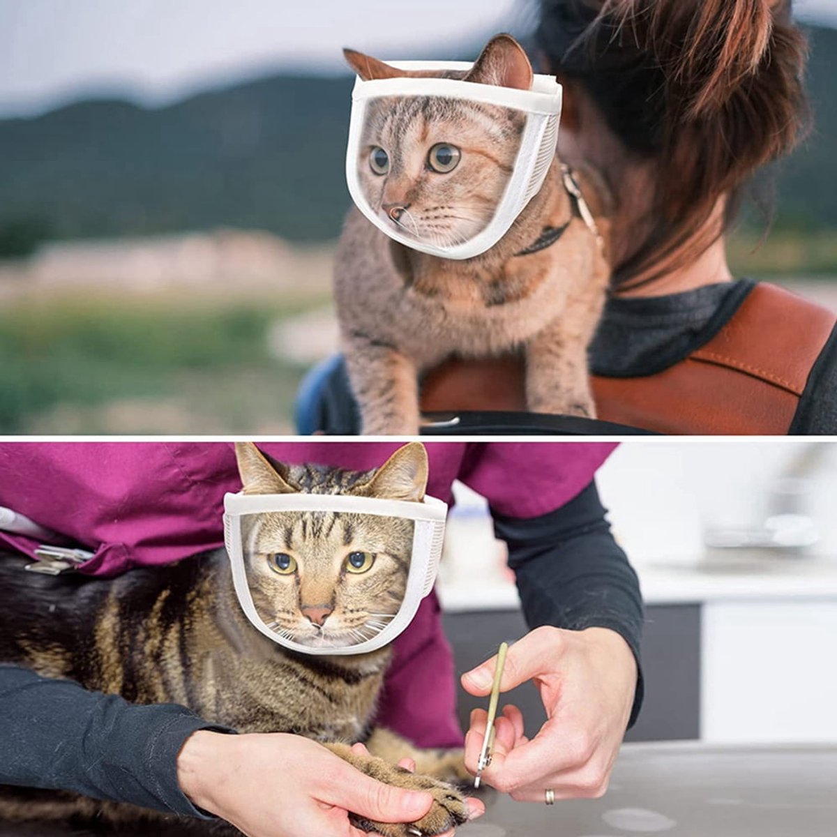1 Piece  of View - Breathable and Bite-Resistant Muzzle - Muzzle for Cat Grooming（S：Suitable for cats with a head circumference of 17-21 cm）
