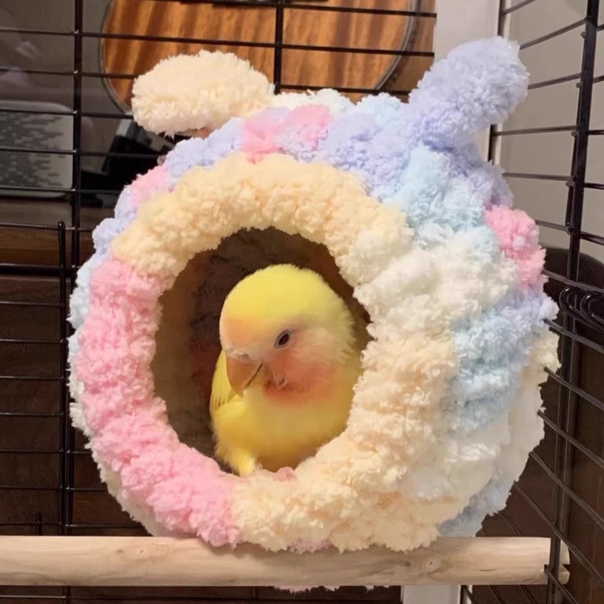 Plush Bird Nest - Indoor Birdhouse for Parrots, Hamsters & Small Pets (Forest)
