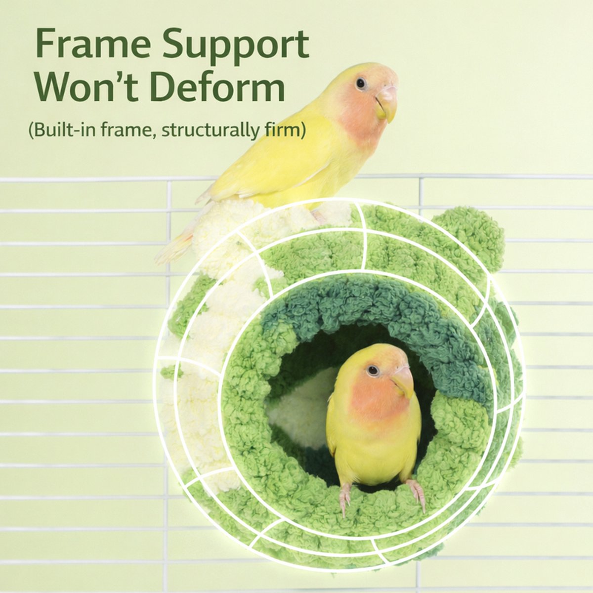 Plush Bird Nest - Indoor Birdhouse for Parrots, Hamsters & Small Pets (Forest)