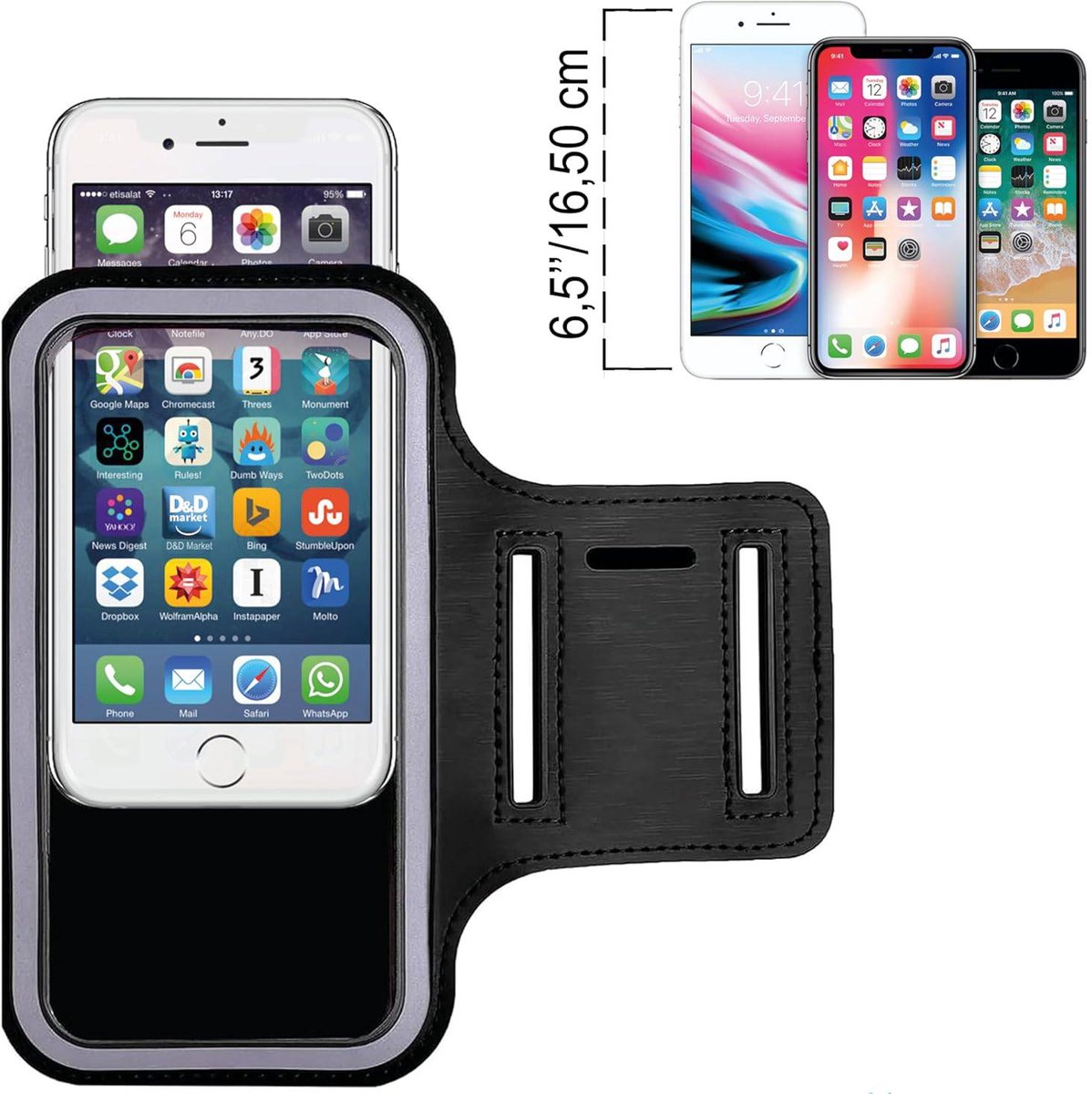 Phone Holder for Running - Running Armband - Suitable for phones up to 6.5 inches - Lightweight and universal phone holder for running, fitness and...