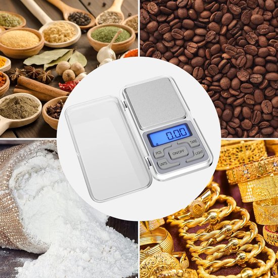 Electronic kitchen scale - Kitchen scale - 500g/0.01g - Food scale - Stainless steel household scale - With display and tare function - Suitable...