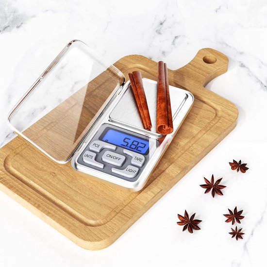 Electronic kitchen scale - Kitchen scale - 500g/0.01g - Food scale - Stainless steel household scale - With display and tare function - Suitable...