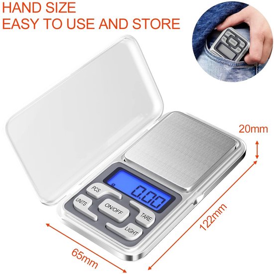 Electronic kitchen scale - Kitchen scale - 500g/0.01g - Food scale - Stainless steel household scale - With display and tare function - Suitable...