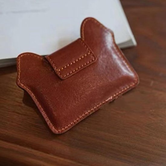 Women's wallet - Solid color - Cat design - A gift for young women and ladies (Black)