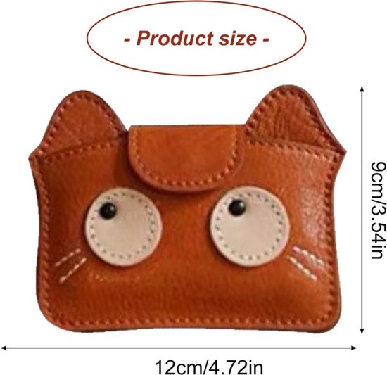 Women's wallet - Solid color - Cat design - A gift for young women and ladies (Black)