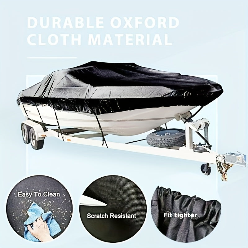 Trailerable Boat Cover – Heavy Duty Waterproof Tarp with Storage Bag, Designed for V-Hull, Fish & Ski, Runabout, Bass & Fishing Boats,17-20FTSilver