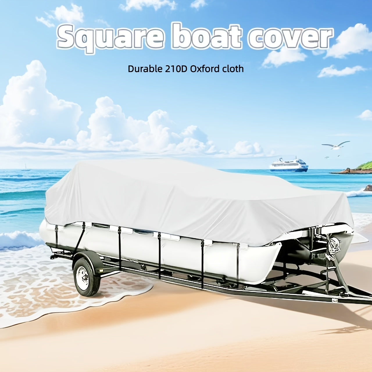 Trailerable Boat Cover – Heavy Duty Waterproof Tarp with Storage Bag, Designed for V-Hull, Fish & Ski, Runabout, Bass & Fishing Boats,20-22FTSilver