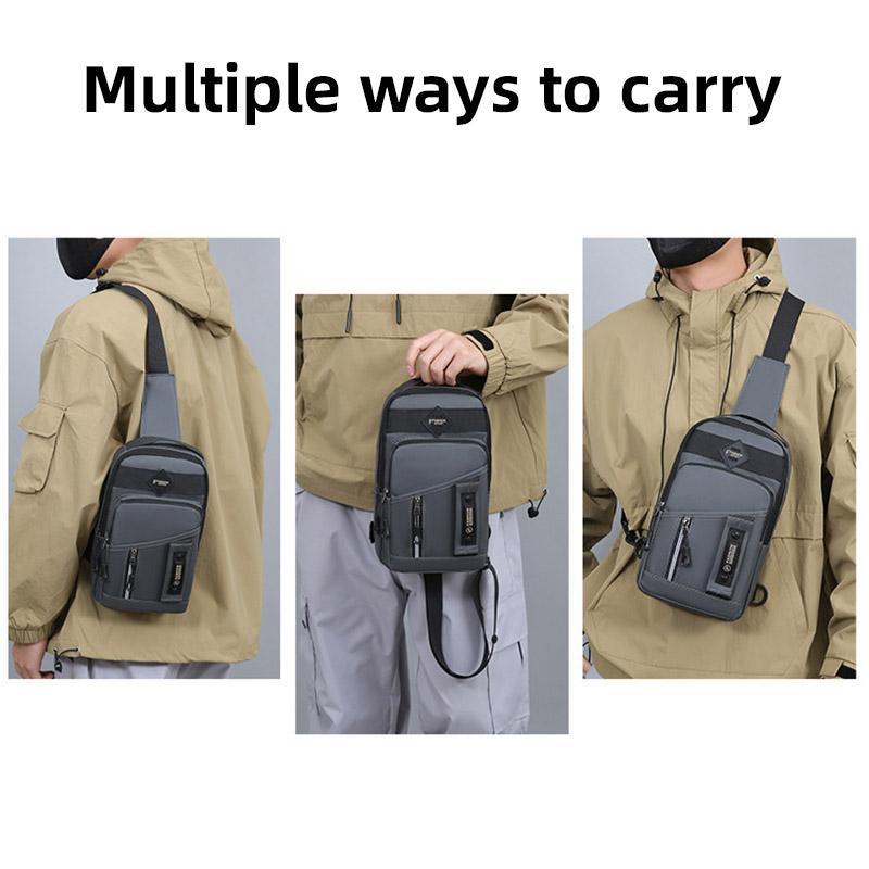 Casual Multifunctional Crossbody Bag for Men Travel Outdoor Hiking and Sports - Black