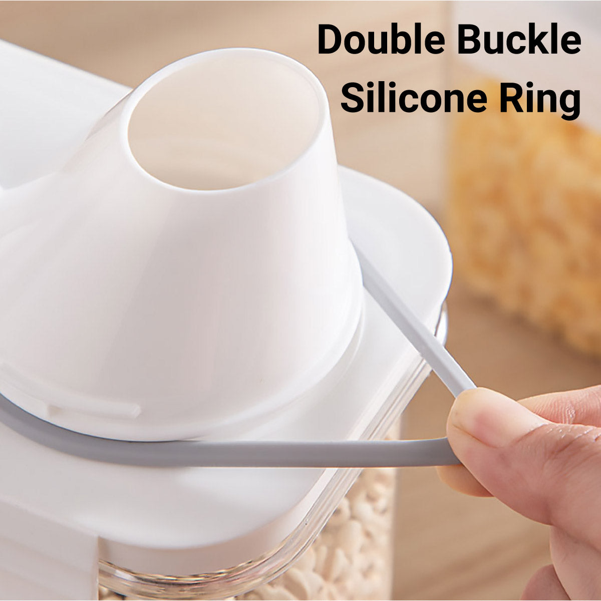 Sealed Household Grain Storage Box Transparent Rice Bucket Kitchen Storage - 2300ml