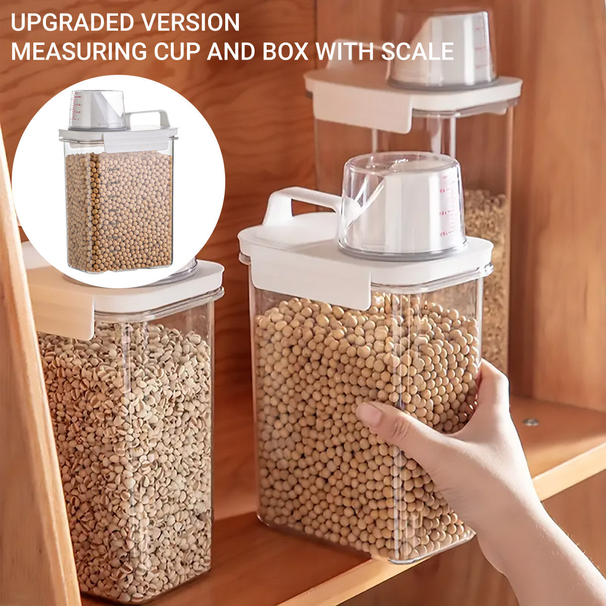 Sealed Household Grain Storage Box Transparent Rice Bucket Kitchen Storage - 2900ml