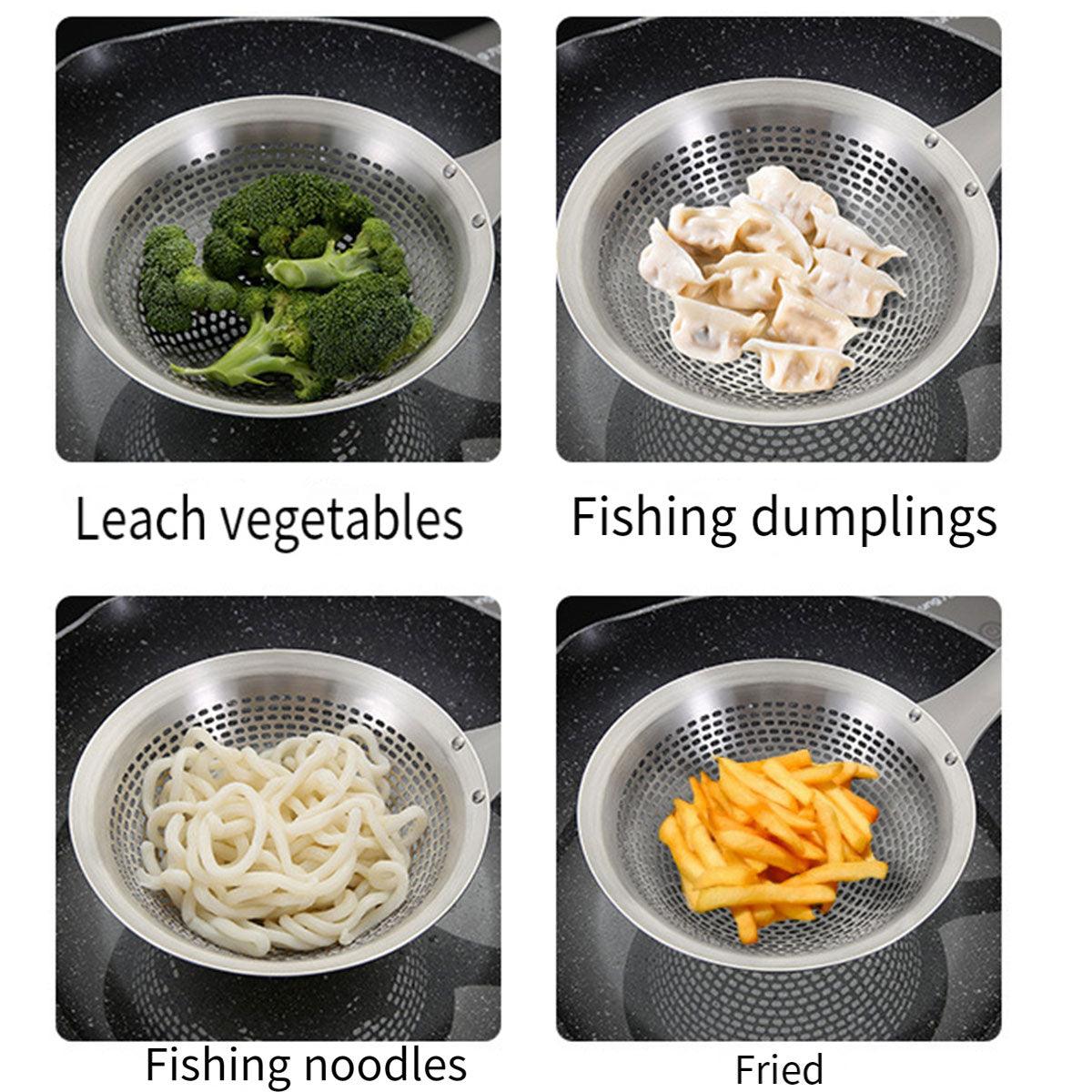 Stainless Steel Colander Spoon Kitchen Strainer Tool for Pasta Rice Vegetable