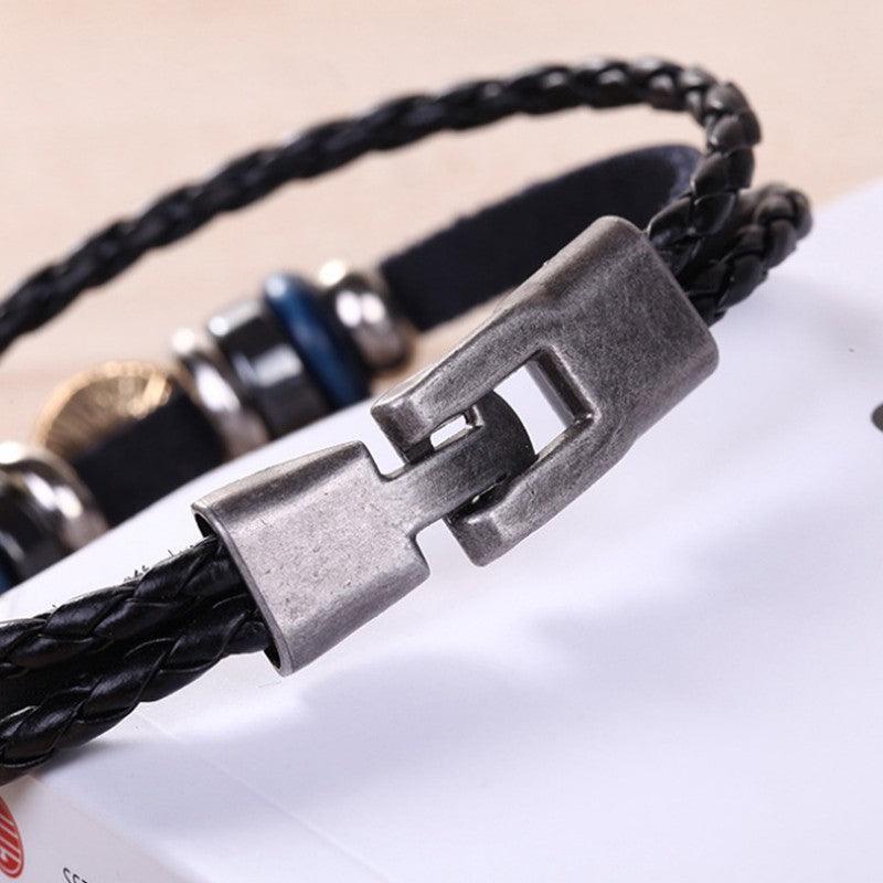 Evil Eye Greek Mati Turkish Nazar Weaved Leather Bracelet Cuff Jewelry